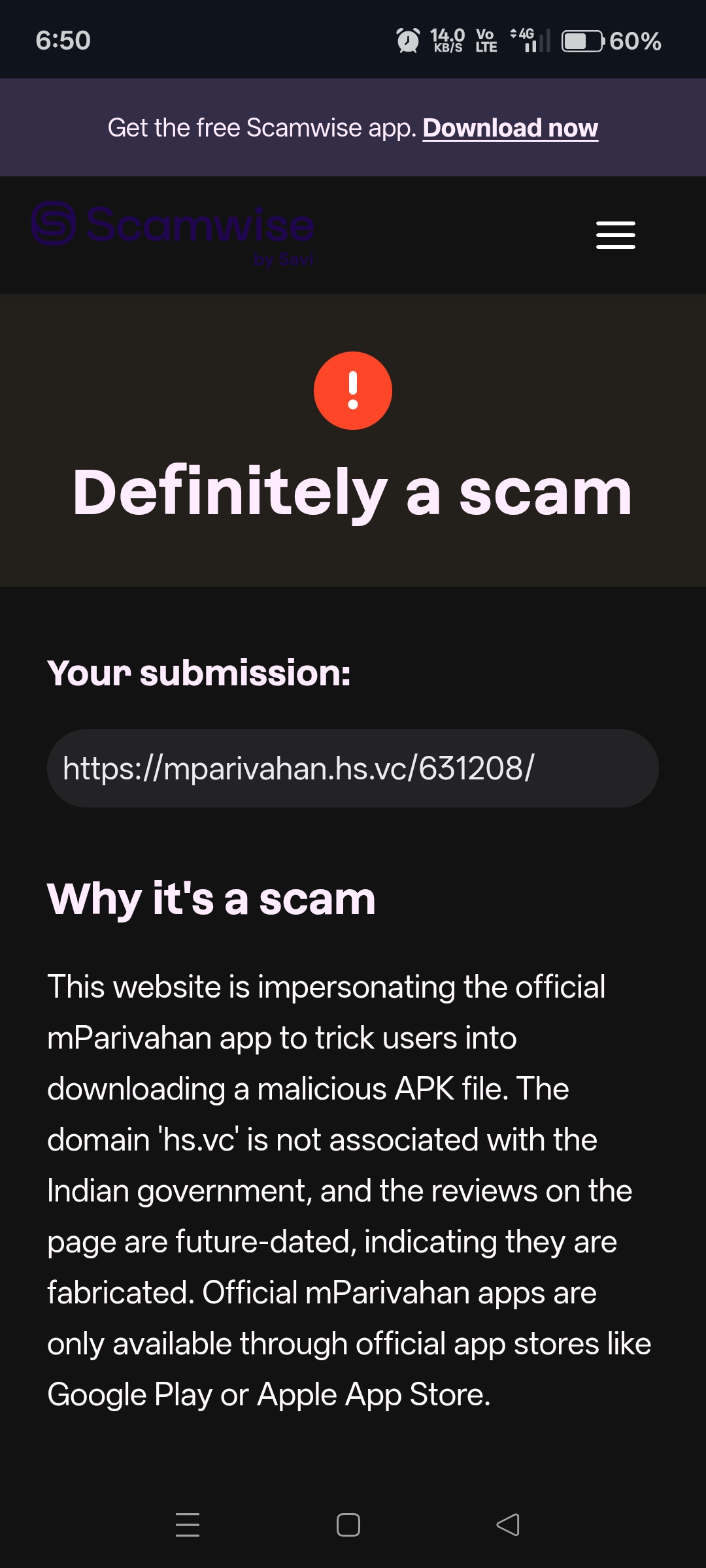 Imporsenating mParivahan App - image 2