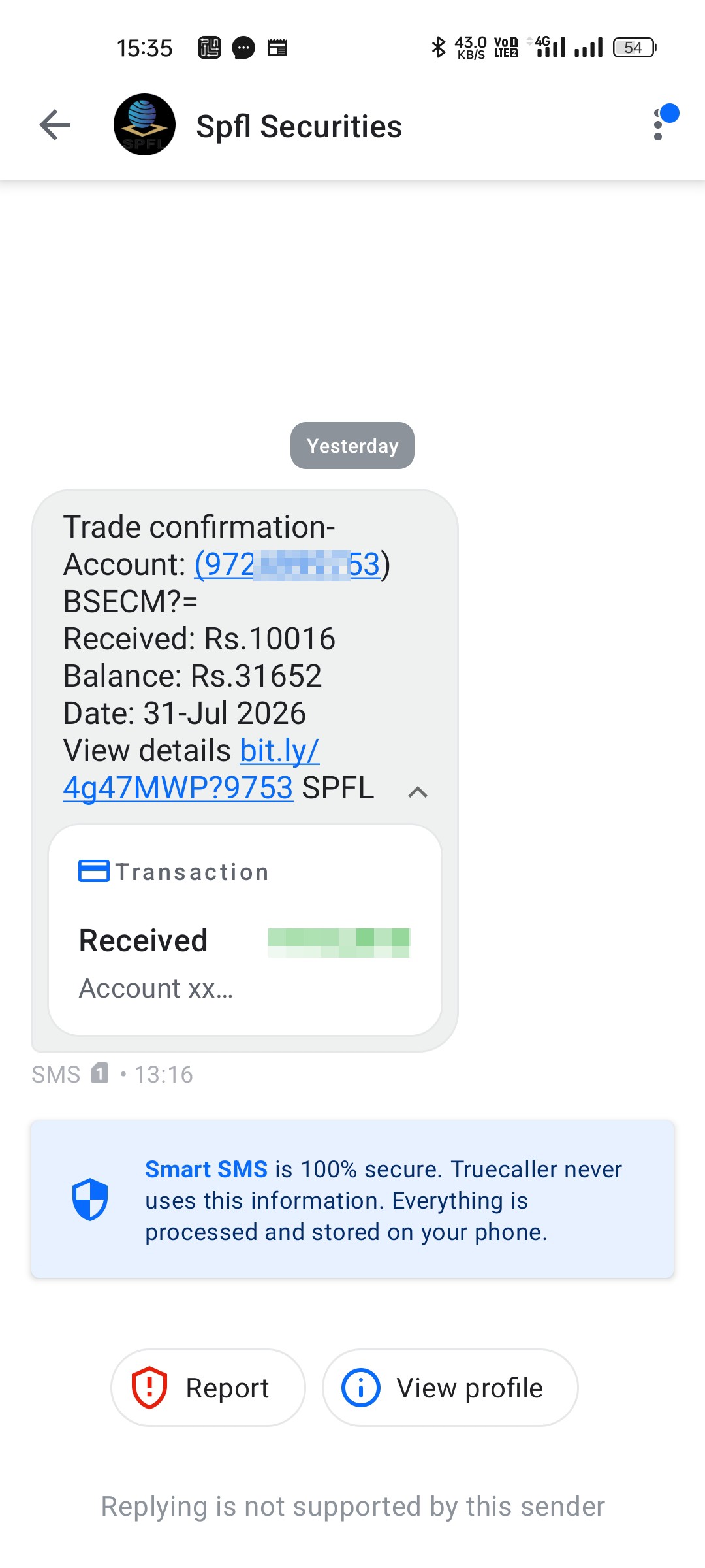 scam SMS and calls credit amount 