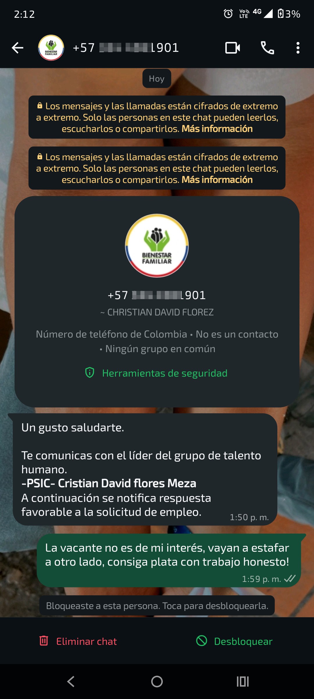 SCAM JOB WITH THE ICBF.