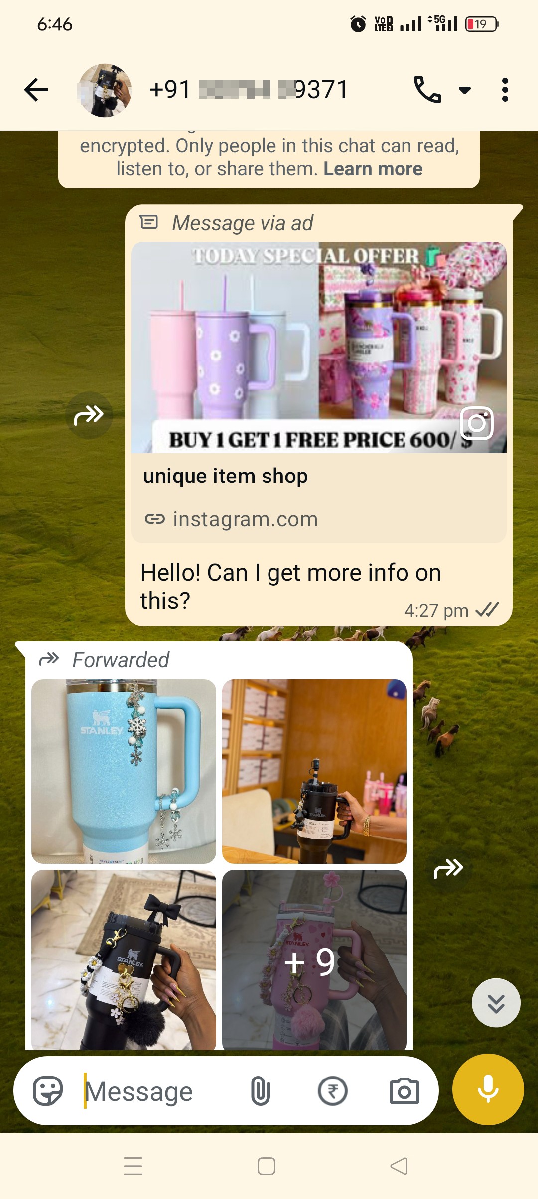 Instagram Tumbler Buy scam 