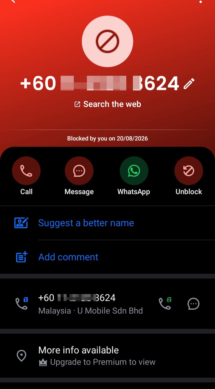 Scam Alert – Suspicious Number [PHONE]