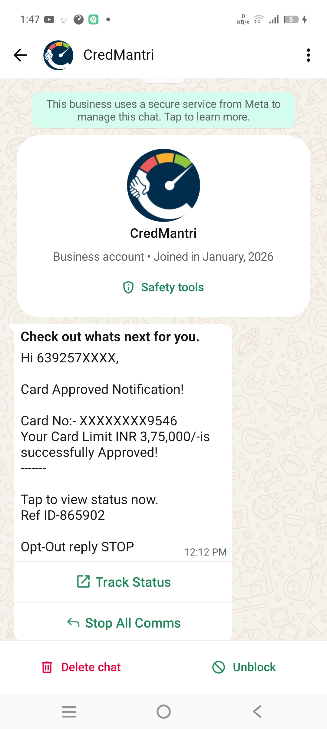 ye bat bar credit card limit update 