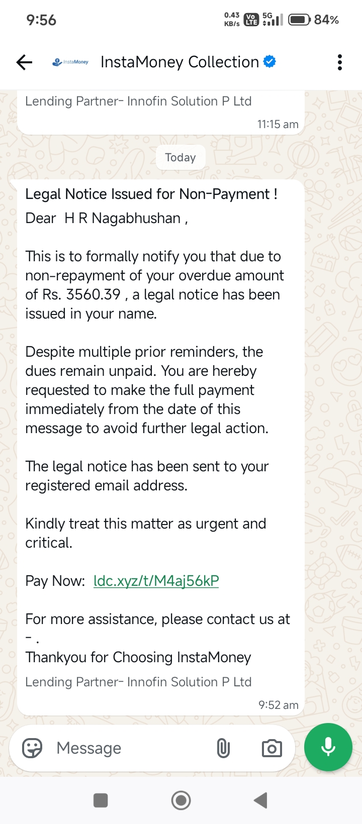regarding legal notice scsn