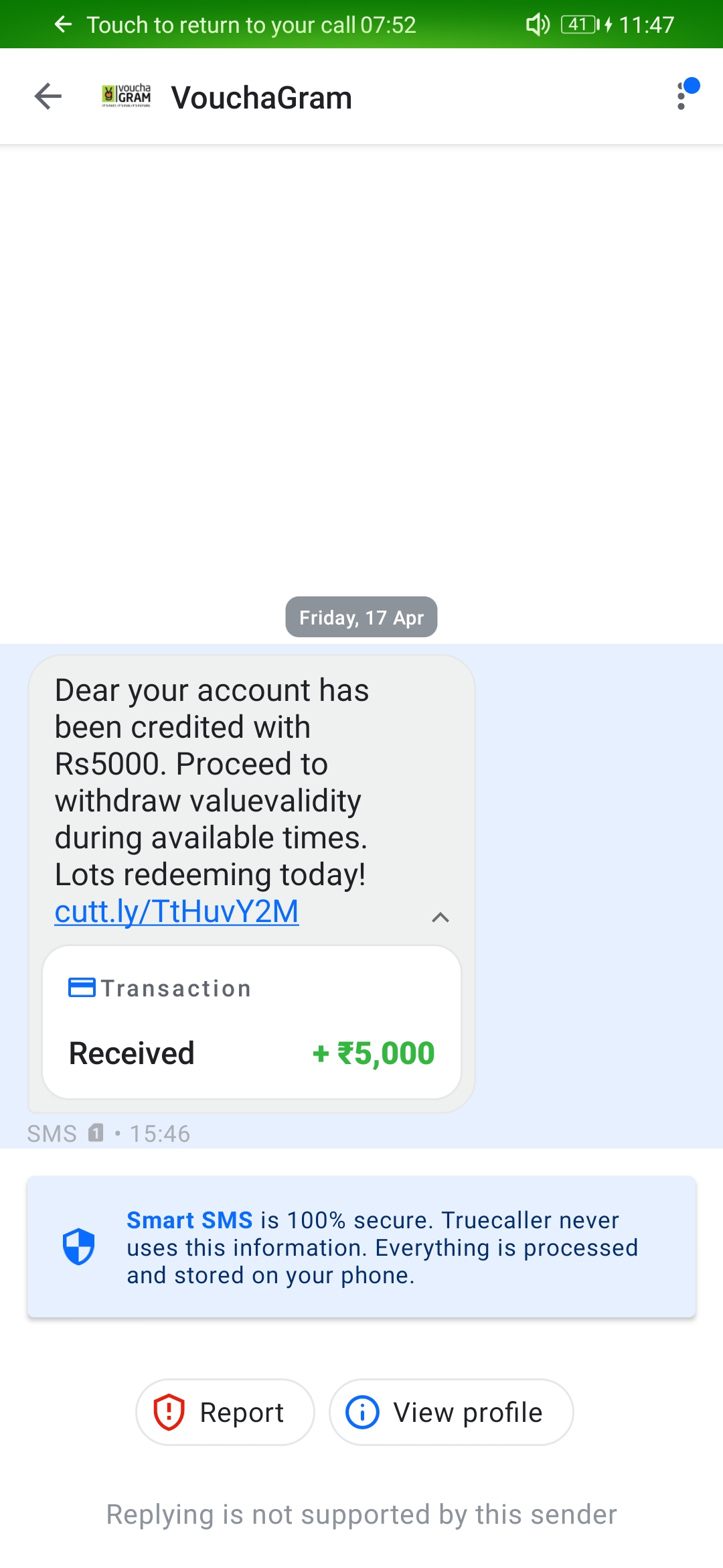 fraud message unnecessarily. 
