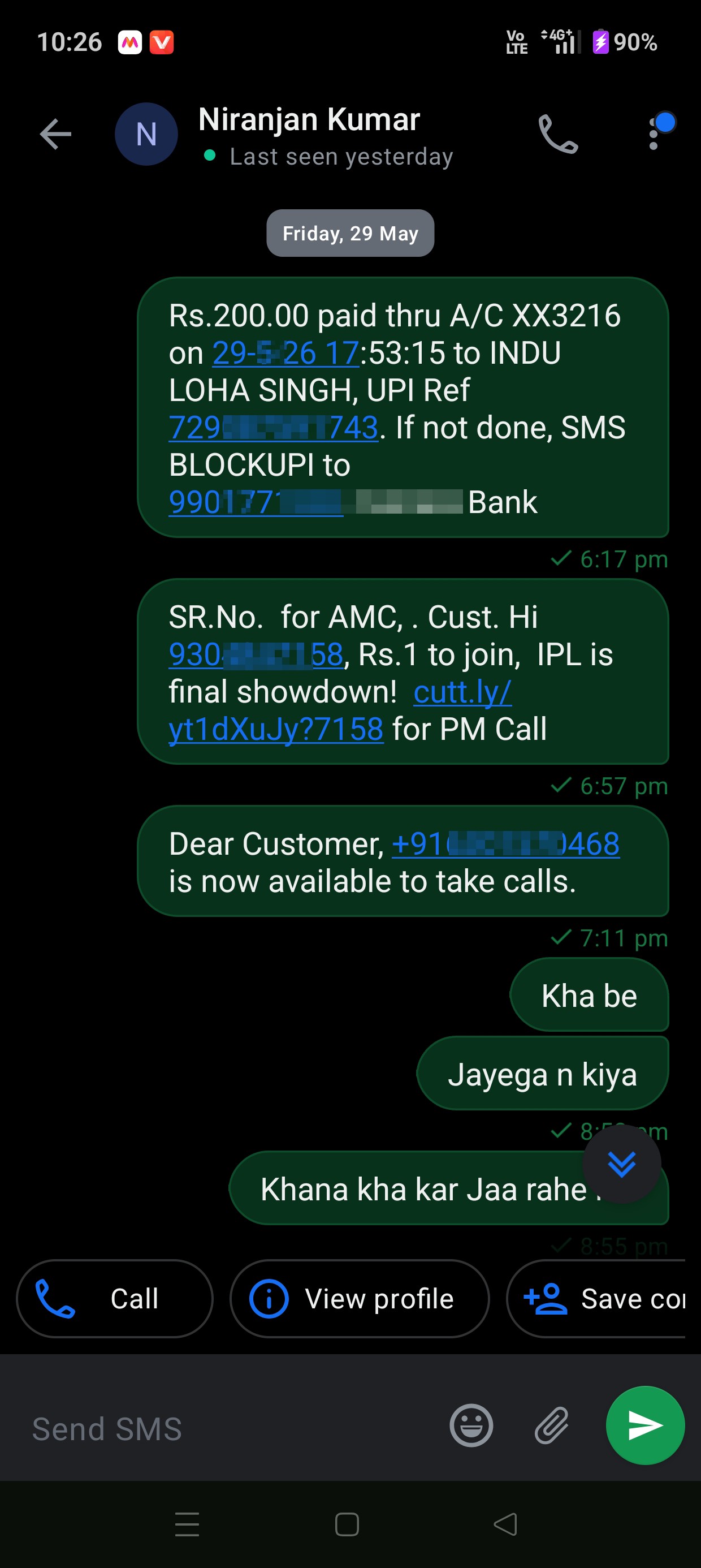 OTP message is automatically going to the scammer and the call is coming at any time 