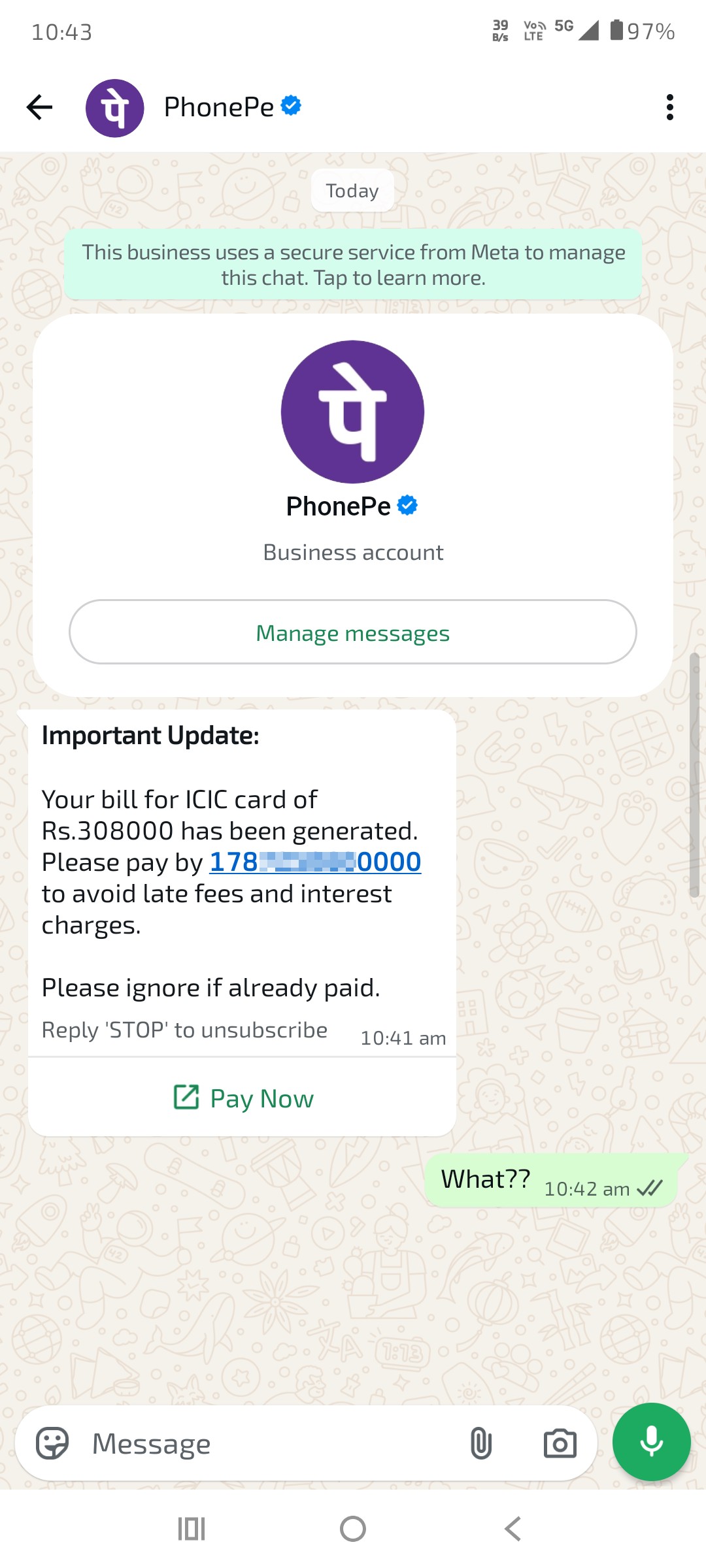 Phonepay verified page scam on WhatsApp 