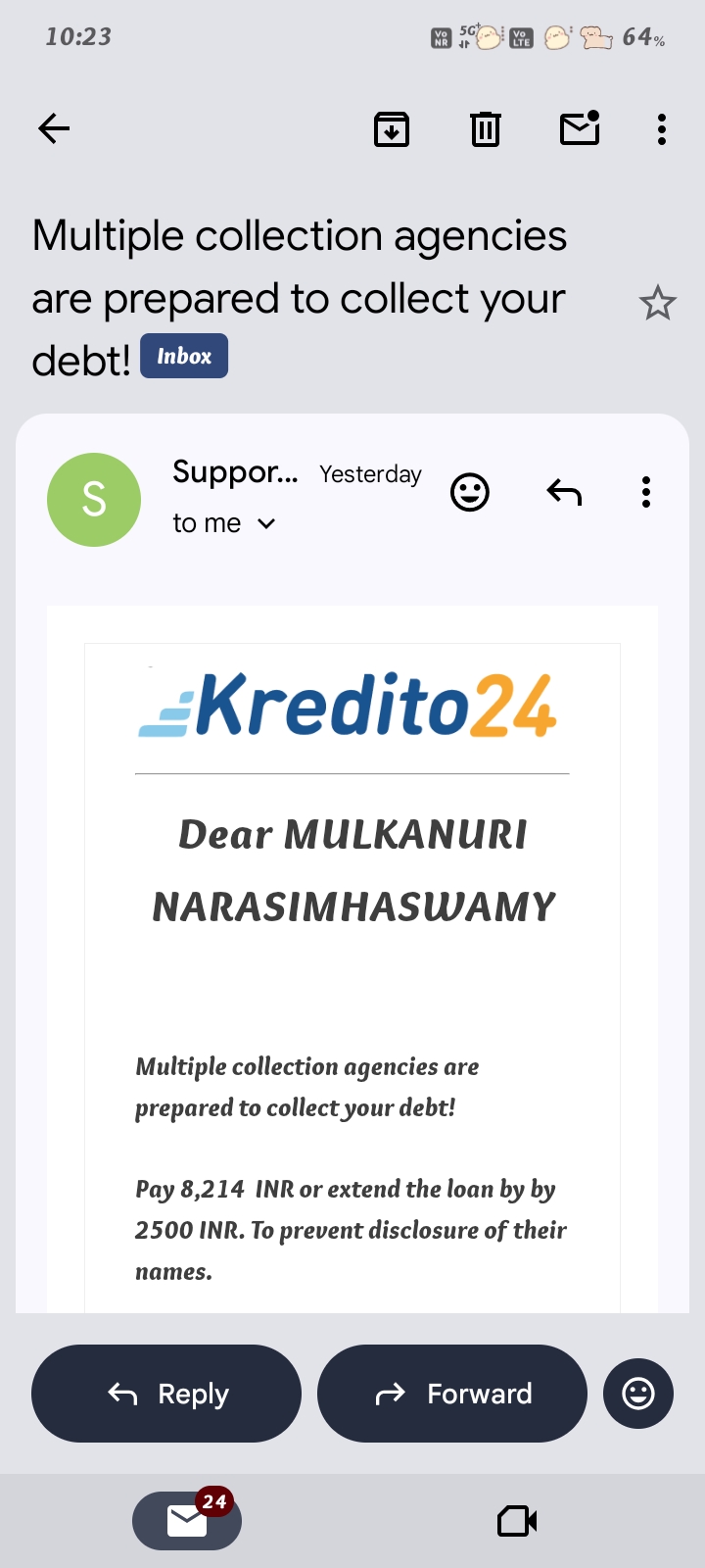 loan kredito24 harrasment website 