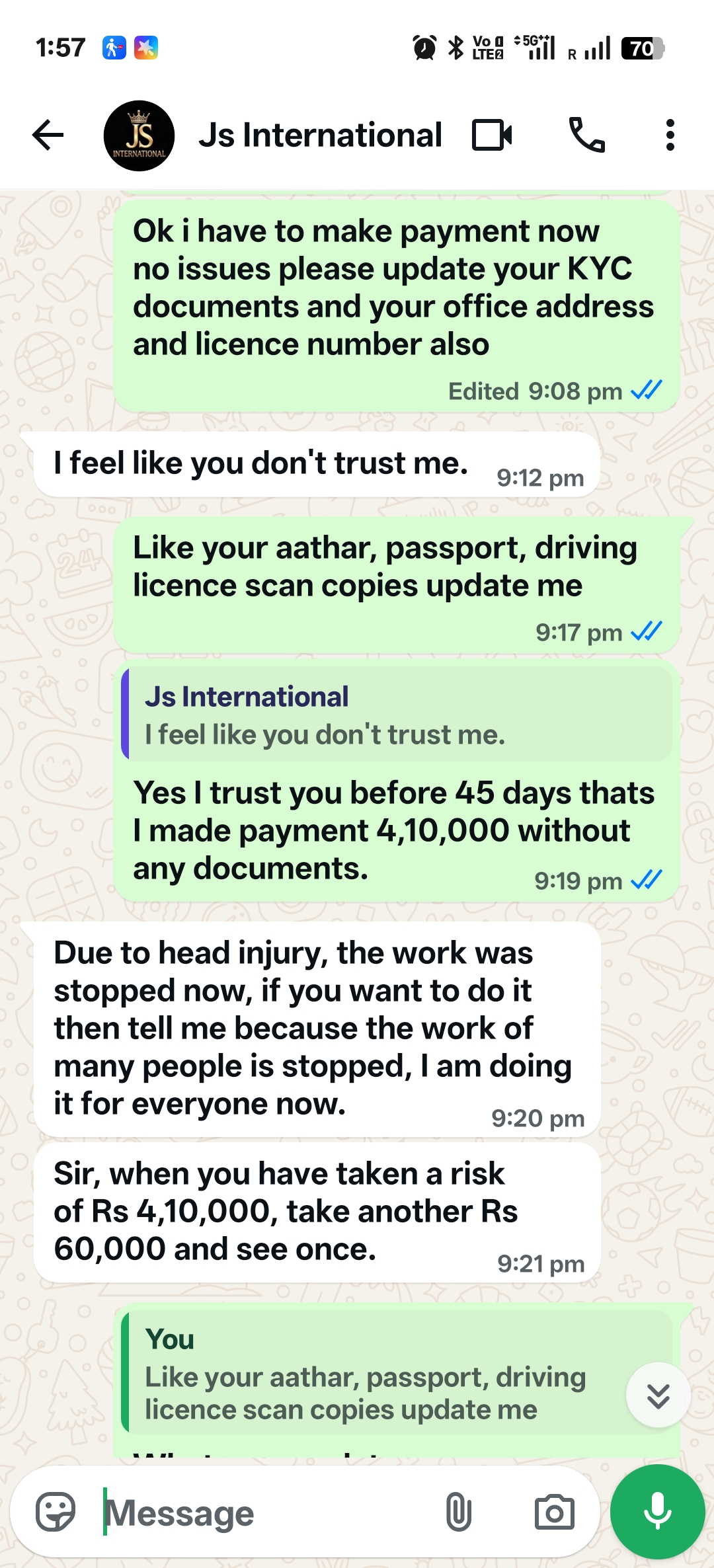 JS INTERNATIONAL JOB FROUD 