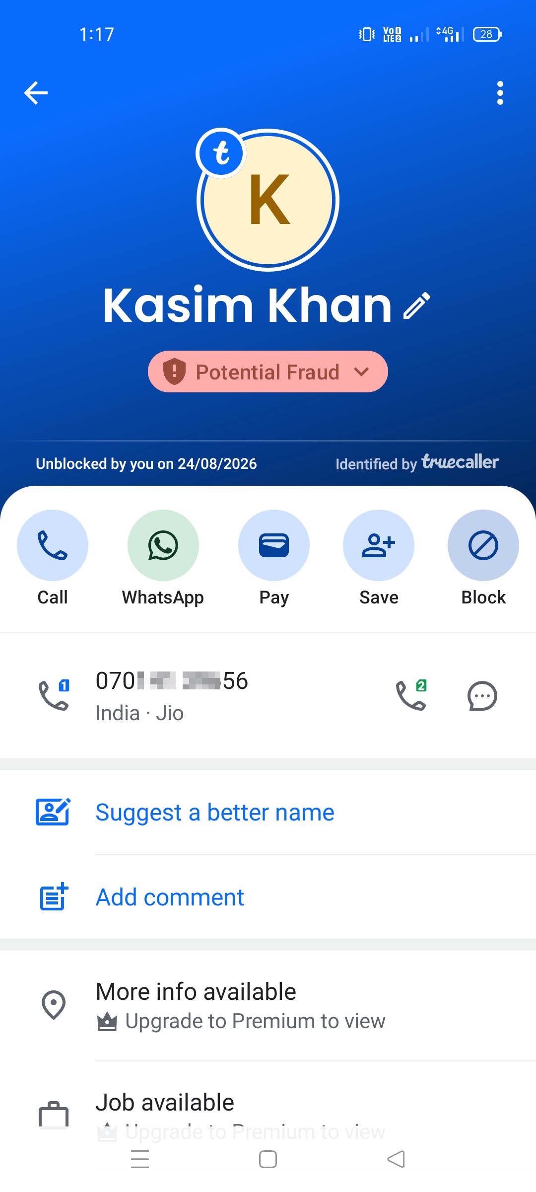 Why is a scan coming on my number?