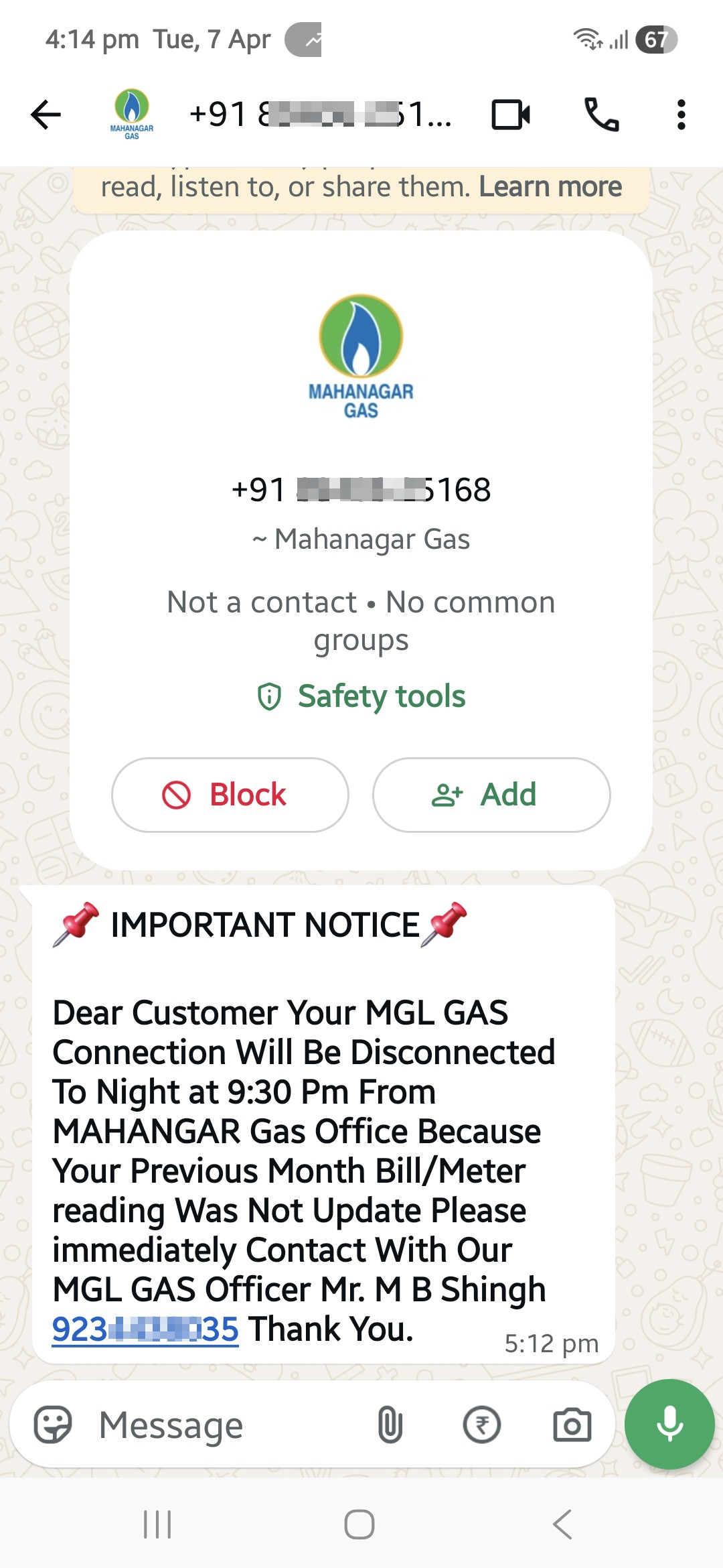 A scam is going on in the name of Mahanagar Gas. 