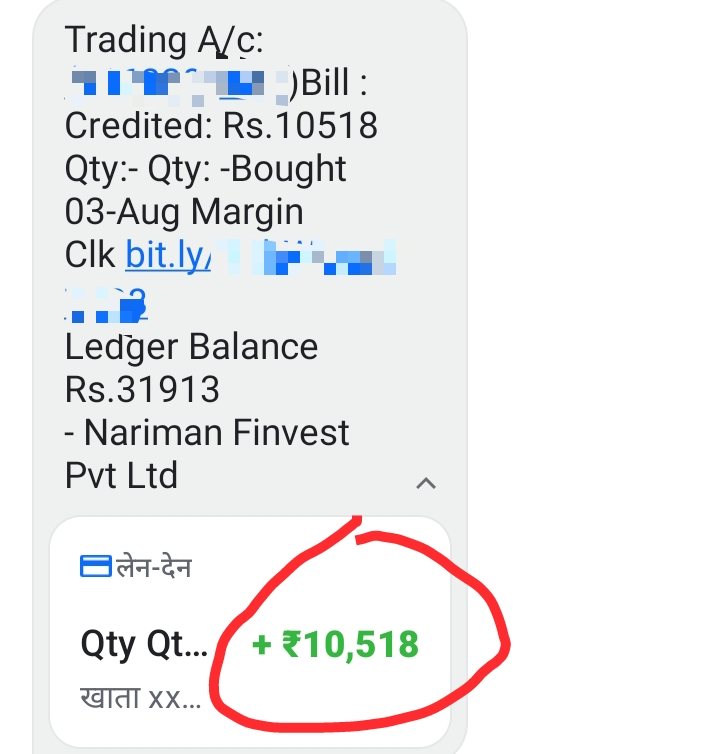 Some credit of around 10518 has been received.