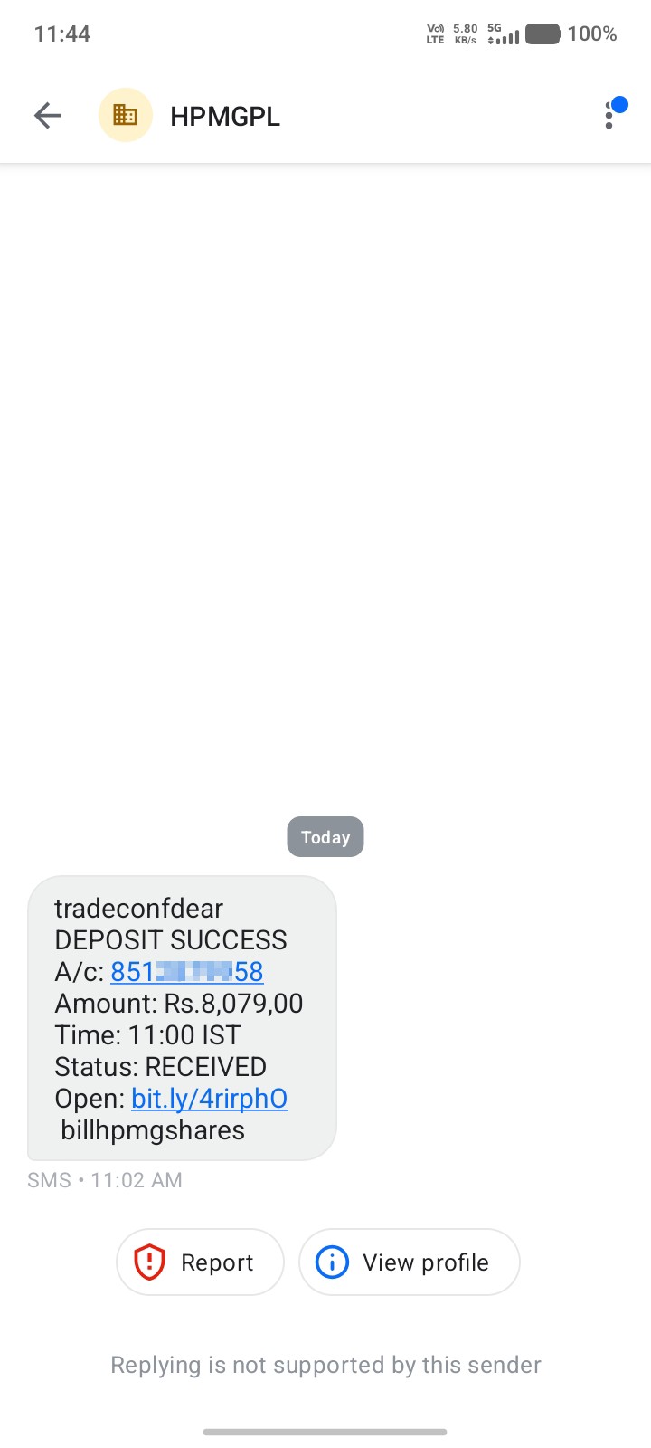 If this MSG comes again then I will delete it, you are ok