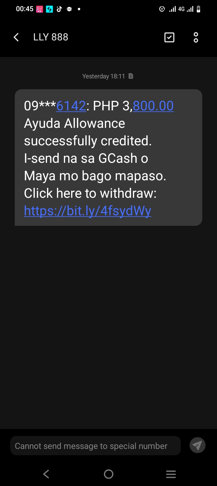 I recieved a txt message 