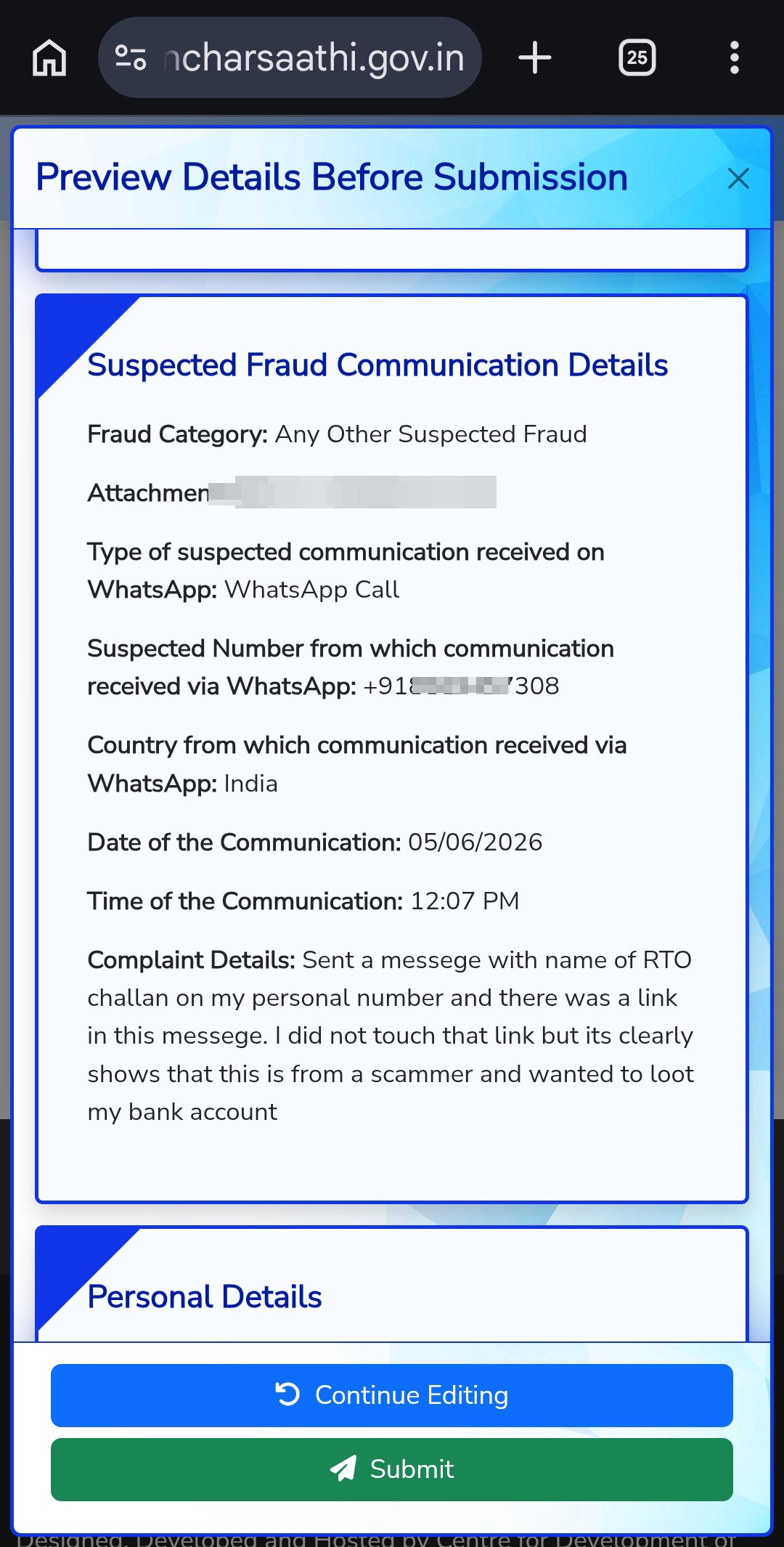Report ti Sanchar Sathi App