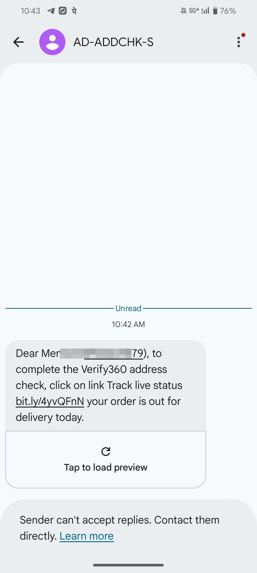 It's a useless massage scam notification.
