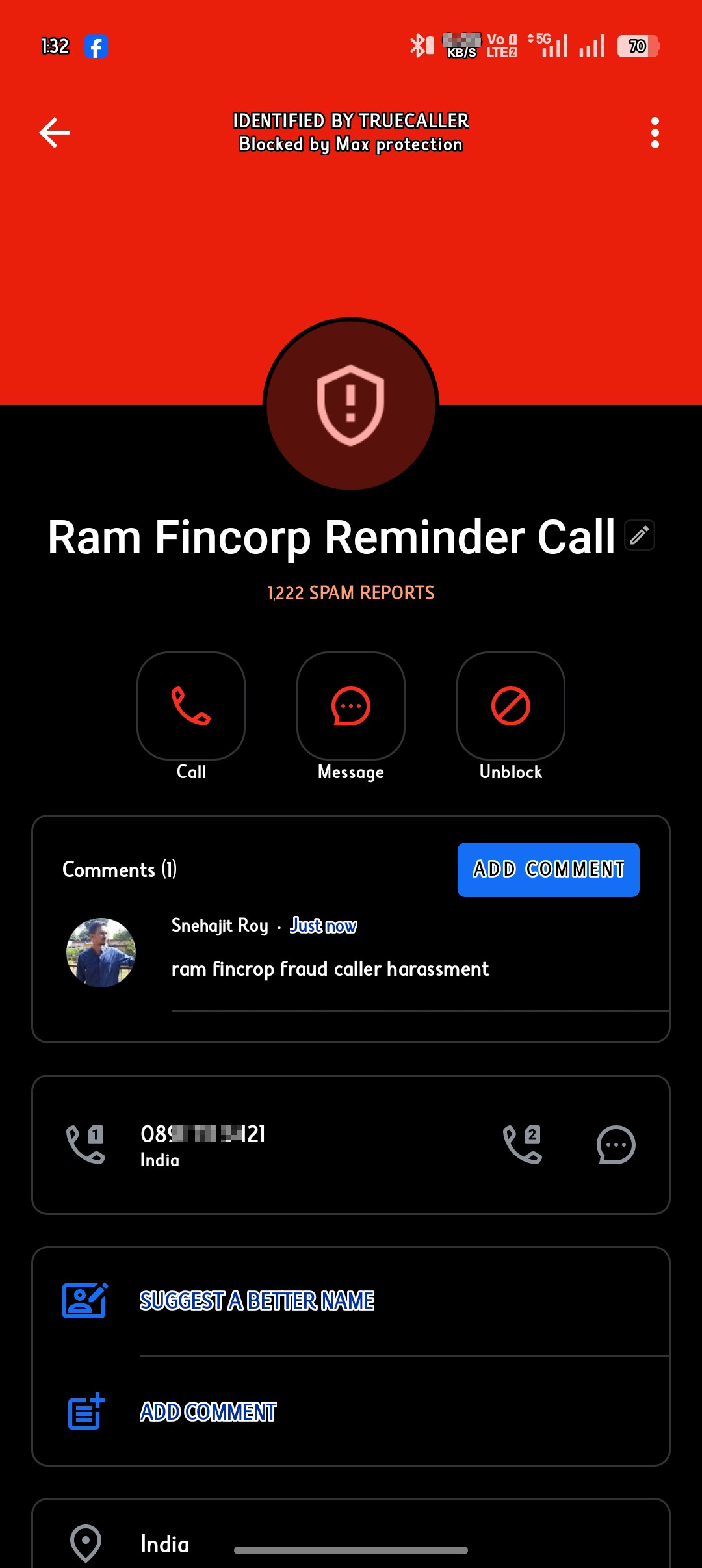 loan repayment harassment and offensive calls from this number