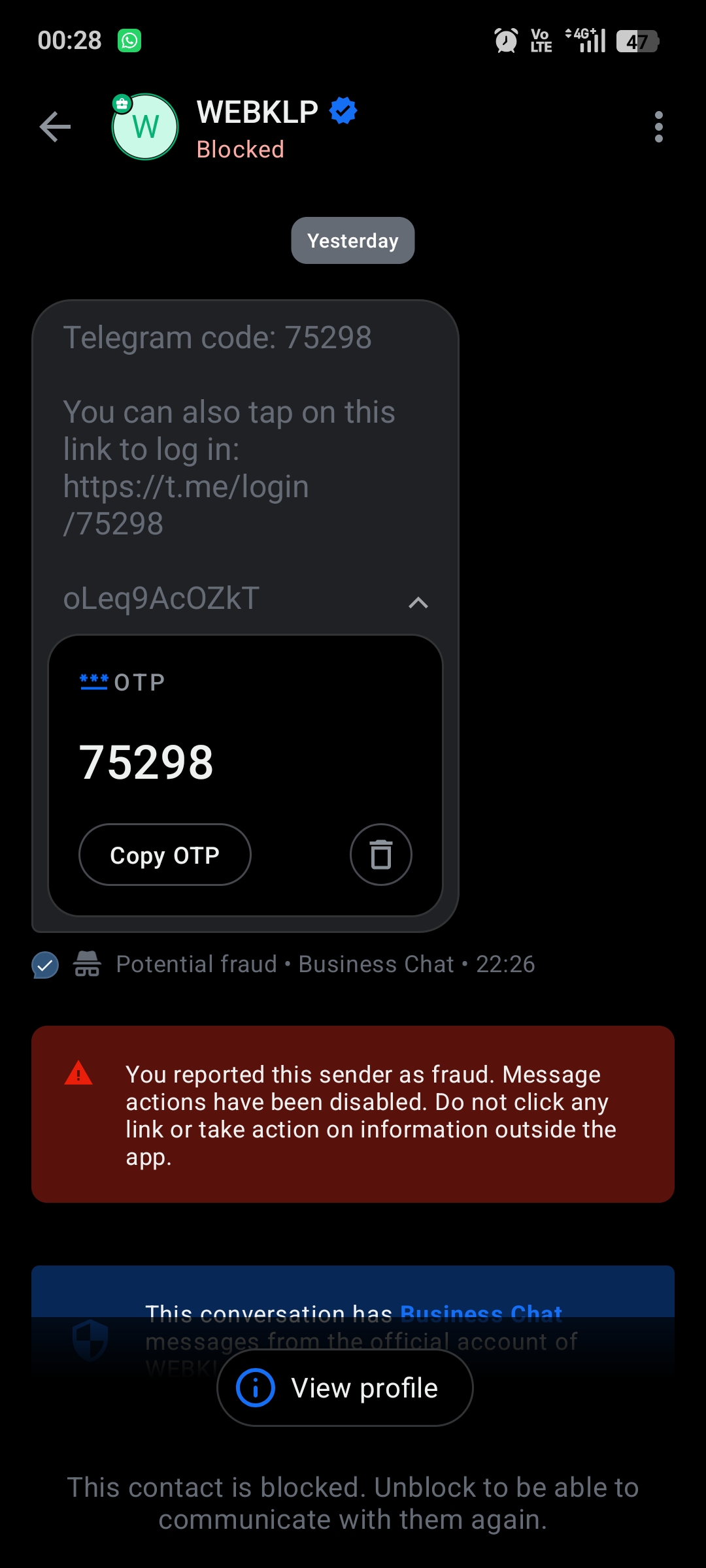 Telegram hacking fraud