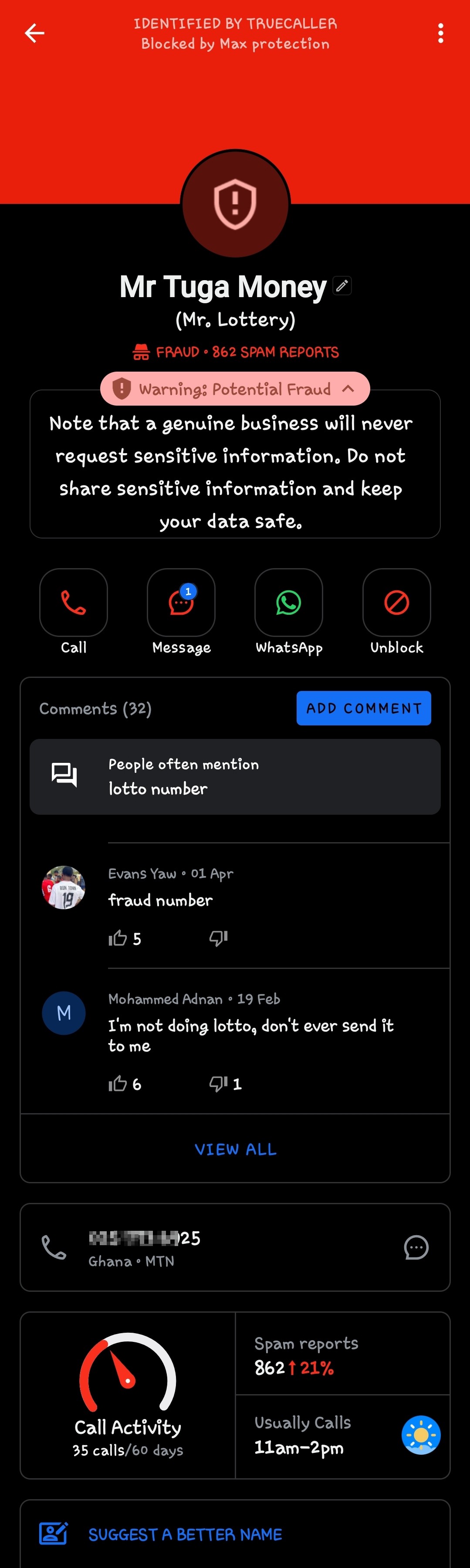 Lotto fraud or scam
