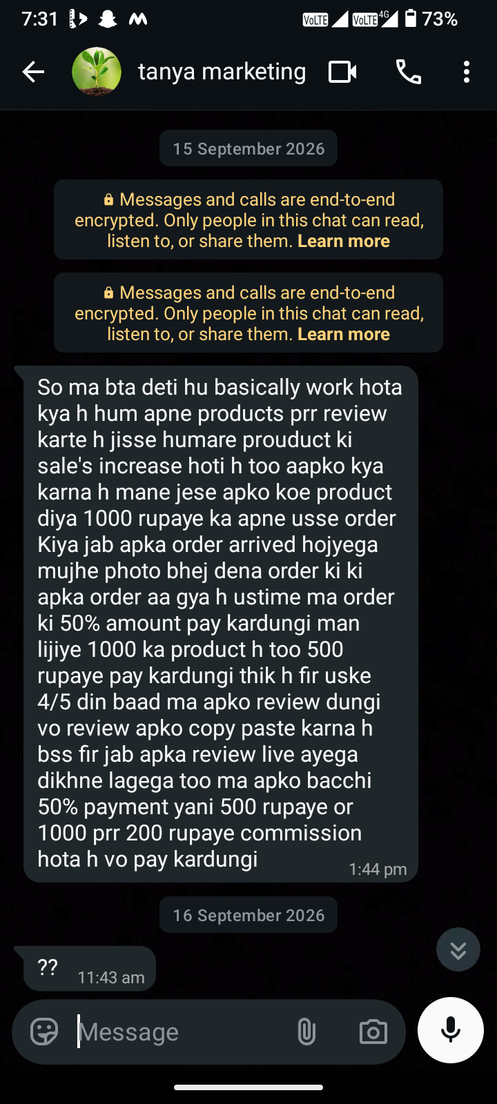 I was scammed on WhatsApp. Girl asked me to order 