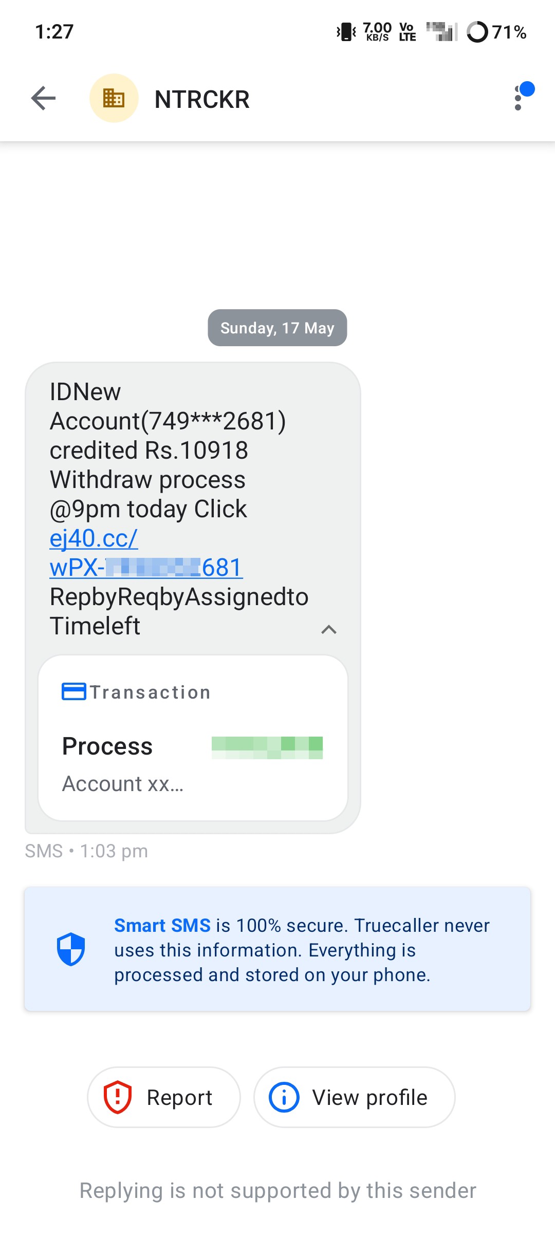 scam deposit message 