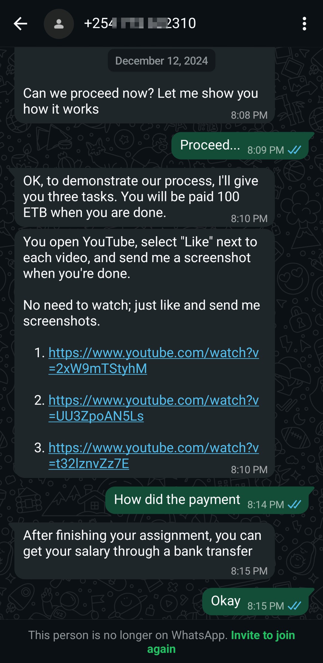 scamming on WhatsApp 
