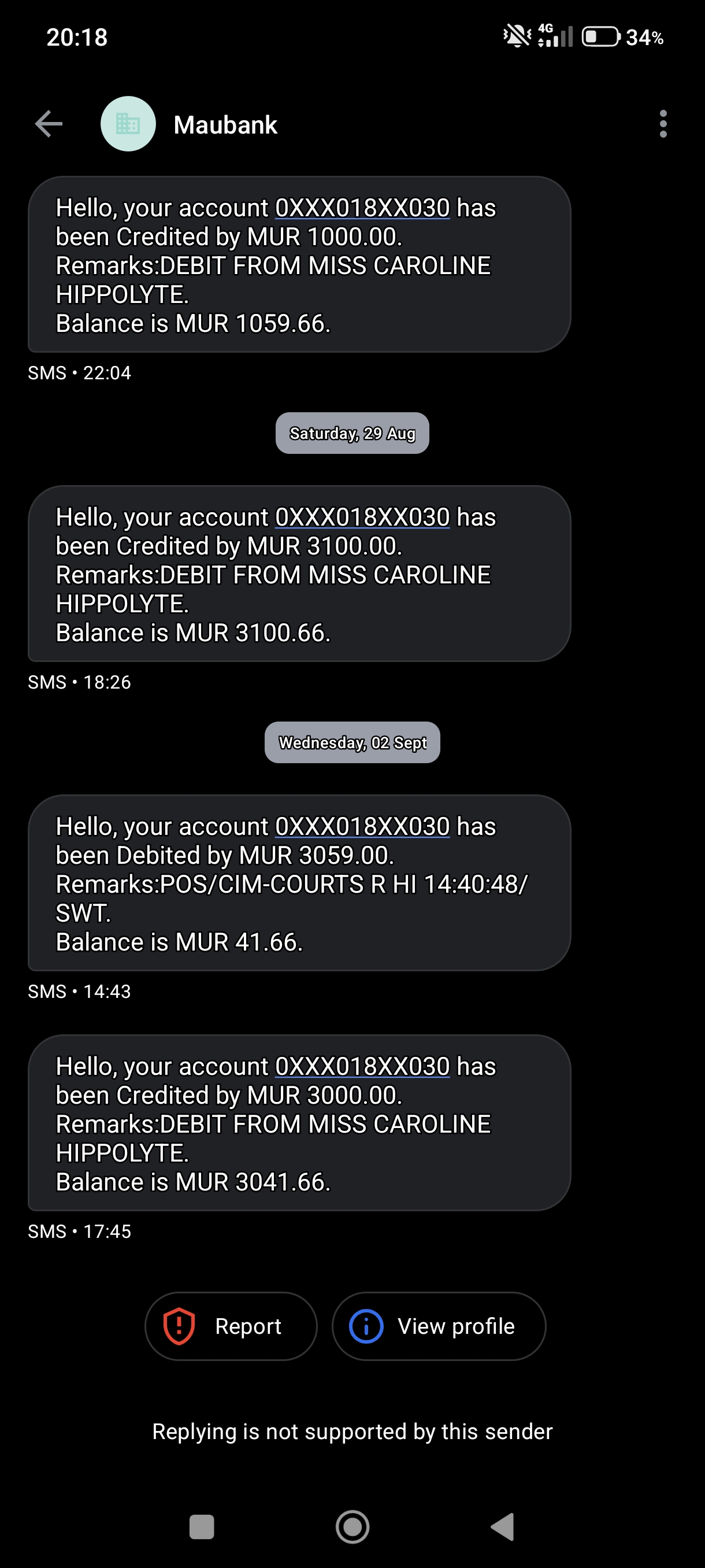 here again I got message from the same Bank , huh I don't hold any account in Mau Bank.. 
