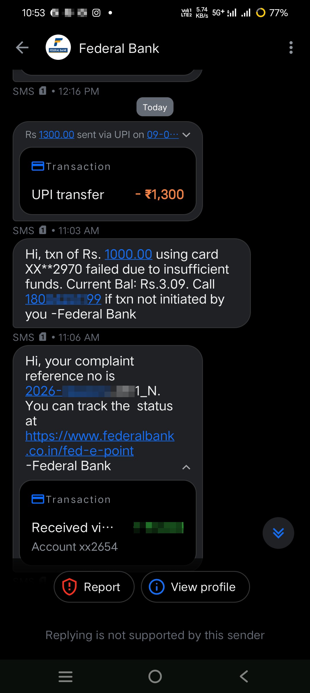 payment not received and transfer my money in parmanent out of sarvice account of SBI 