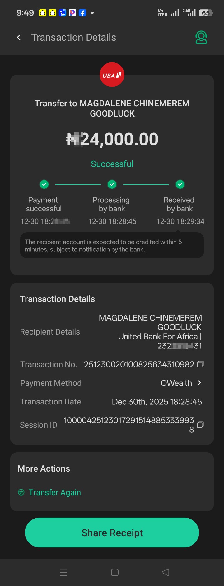 WhatsApp scam: Paid for clothes from MG Collections, no delivery, No Refunds.