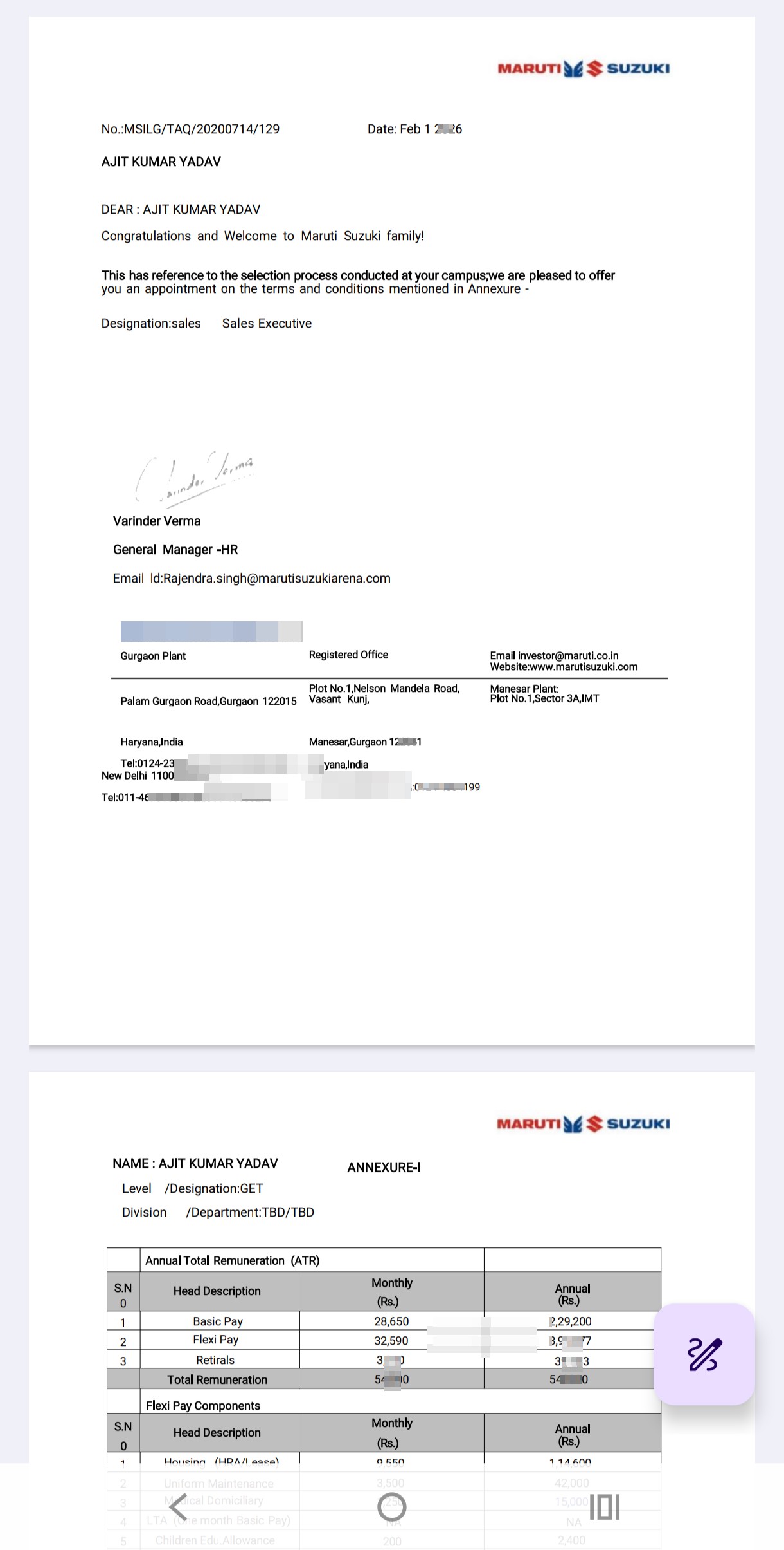false offer letter 