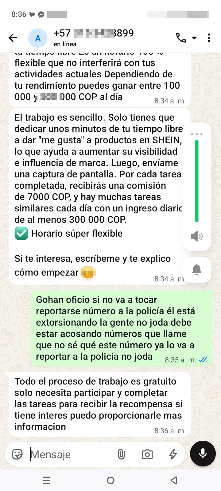 posiblemente estafa o extorsión