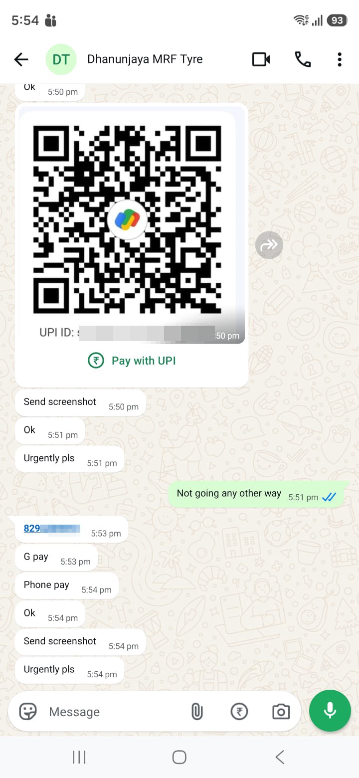 fake payment. whatsapp hacked