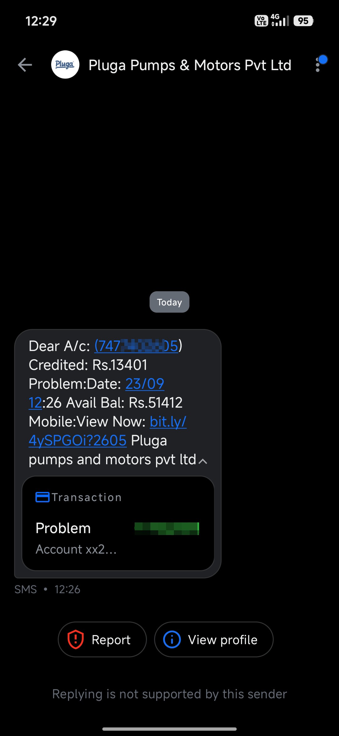 Fake credit msg