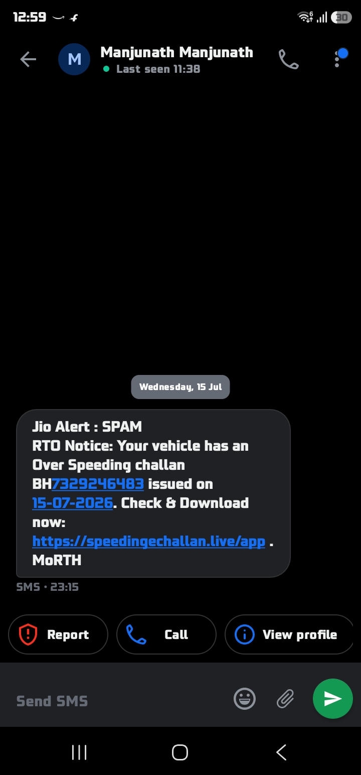 overspeeding challan from unofficial number