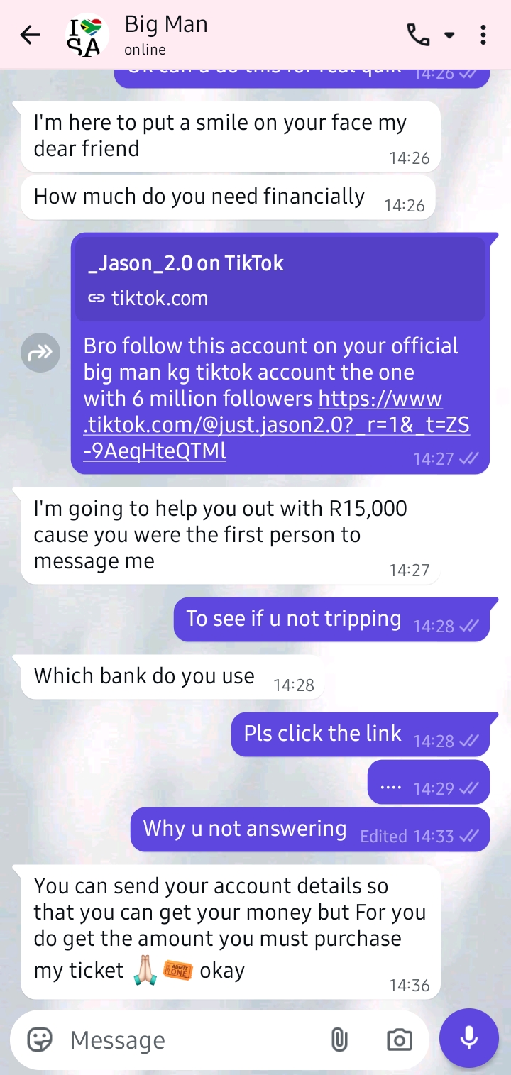 look out for this scammer especially on TikTok 
