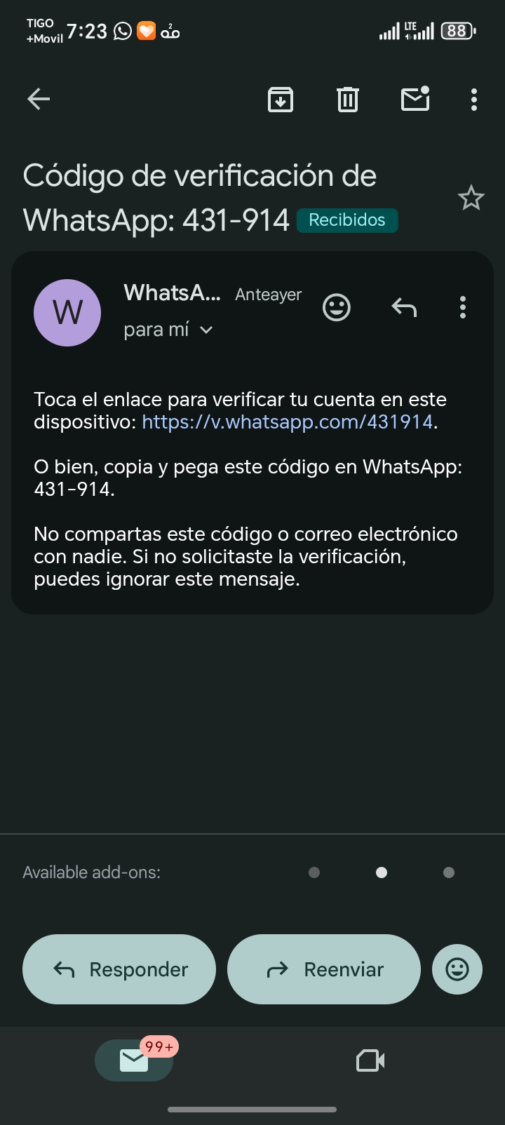scam cases for the WhatsApp platform