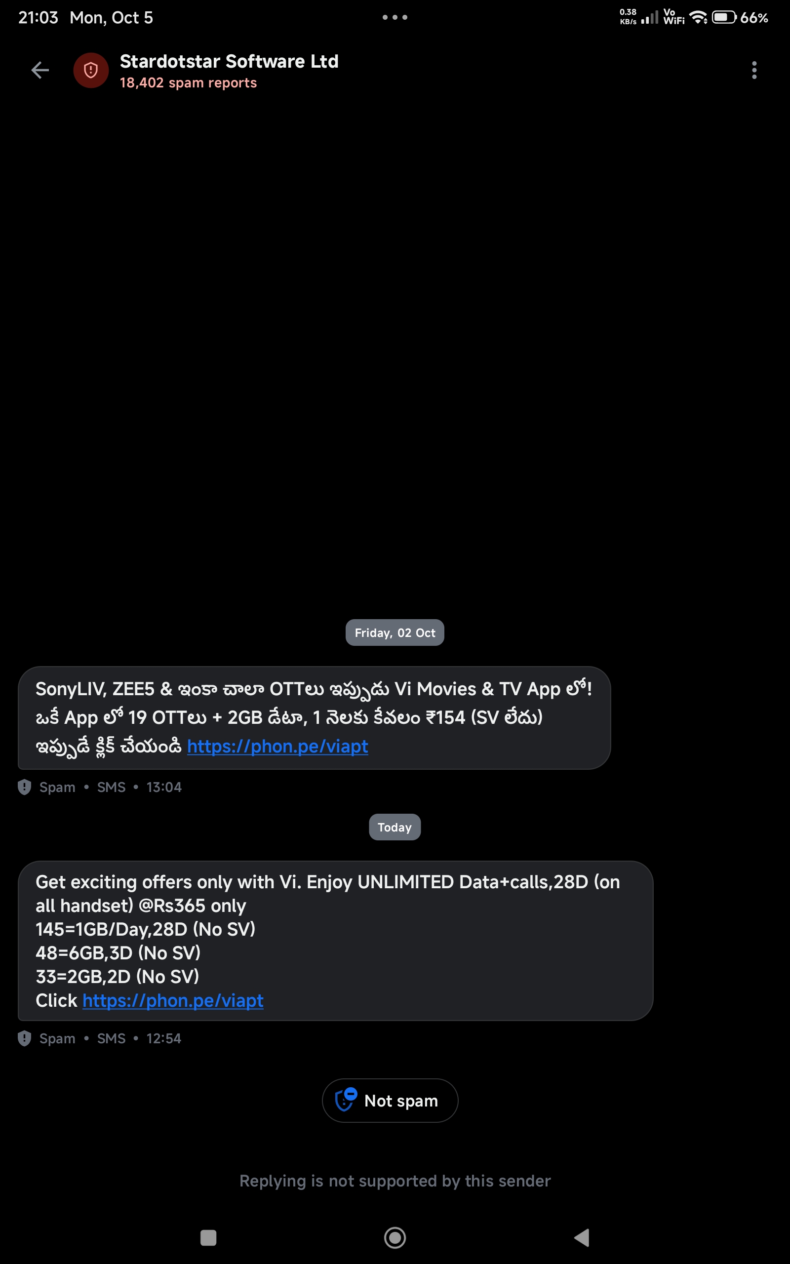 Suspicious messages and calls from this number 