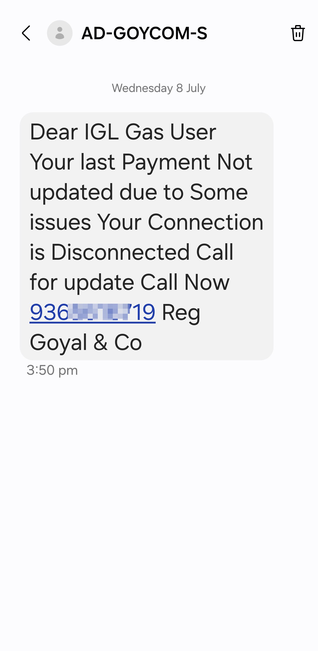 Fraud message 