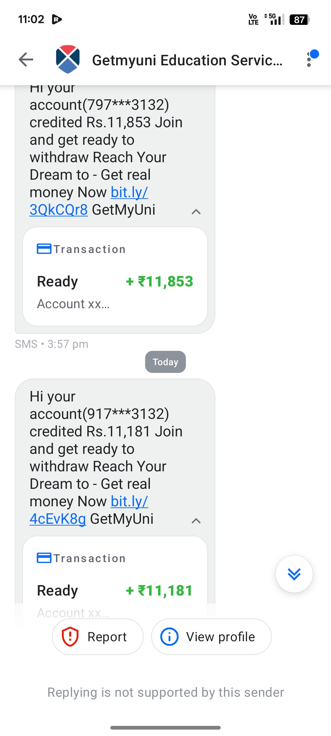 online scam message