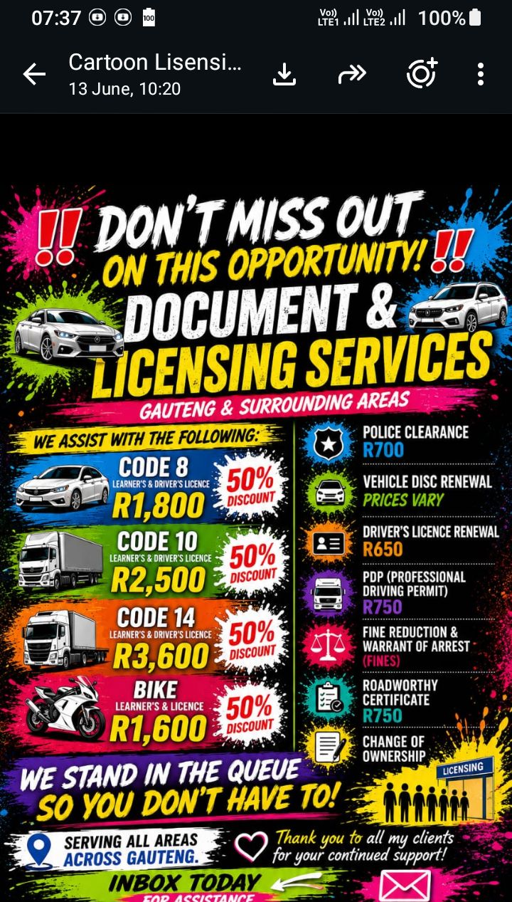 Learners and Licenses scammer in Potch.