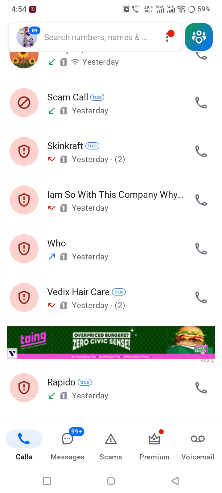 Getting spam calls on skinkraft.