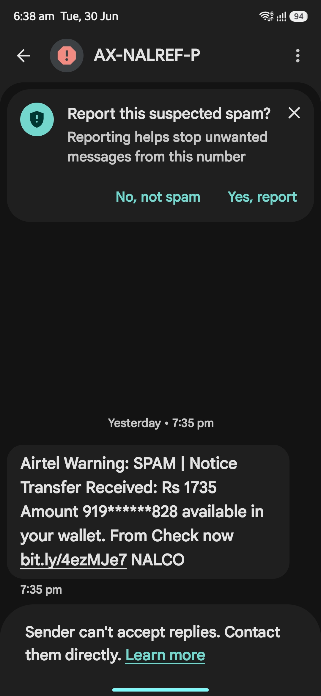 Phishing Message