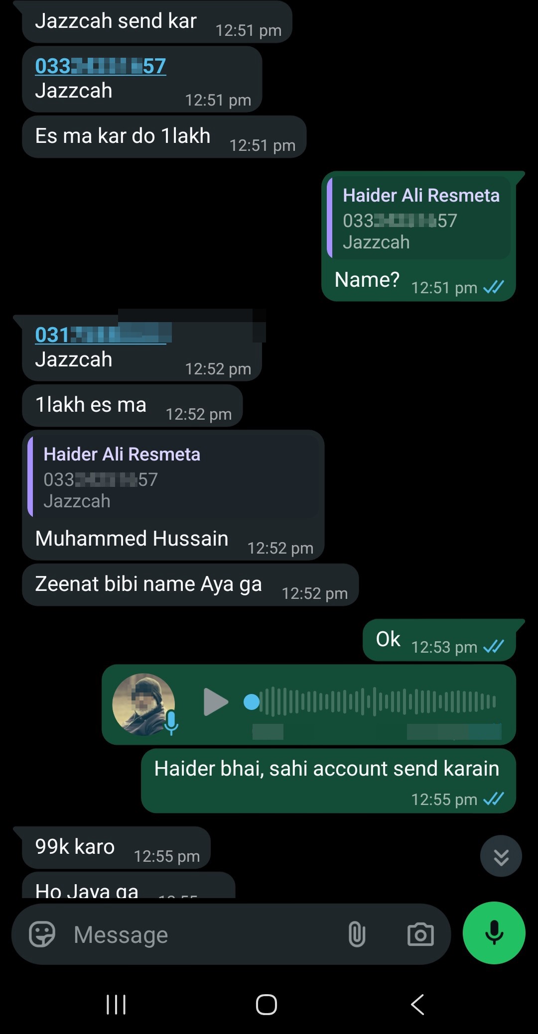 Whatsapp hackers with bank accounts 