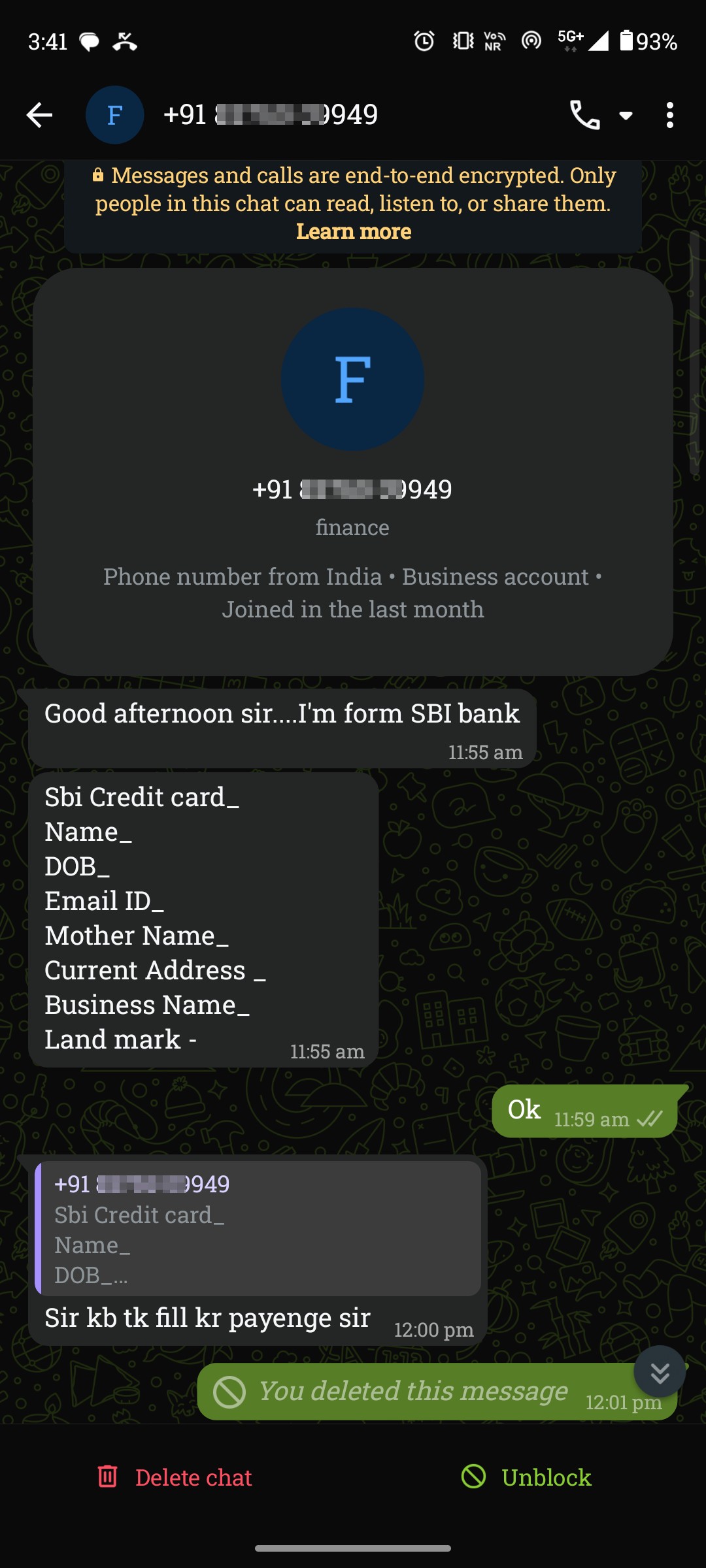 SBI CARD Scammer 