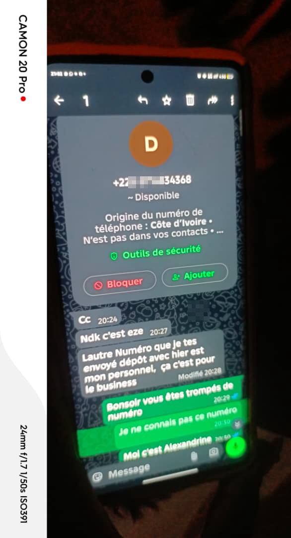 scam via WhatsApp