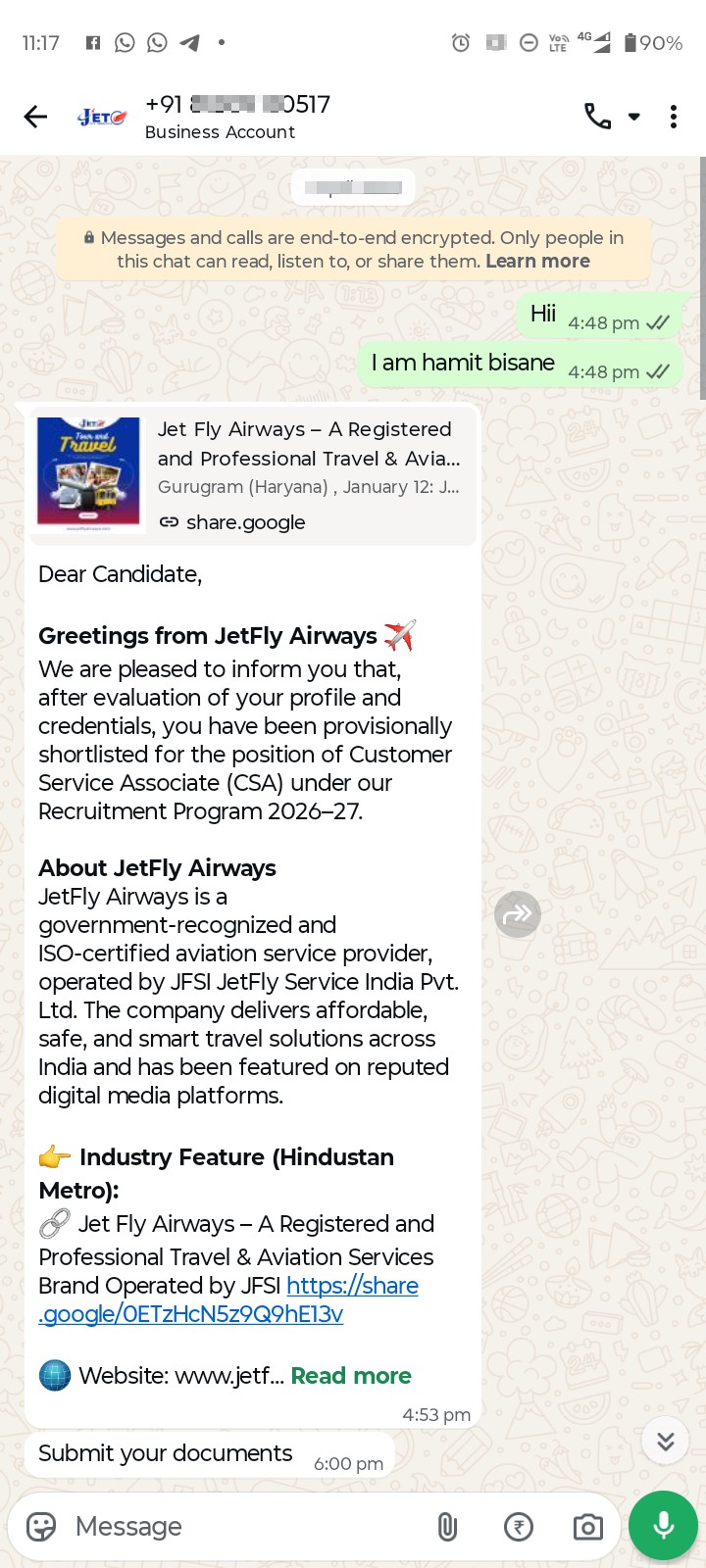 Fake JetFly Airways Job & CSA Course Scam - image 3