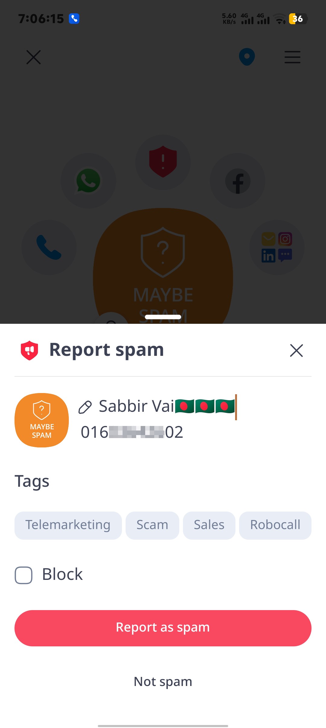 Scammer calling on WhatsApp