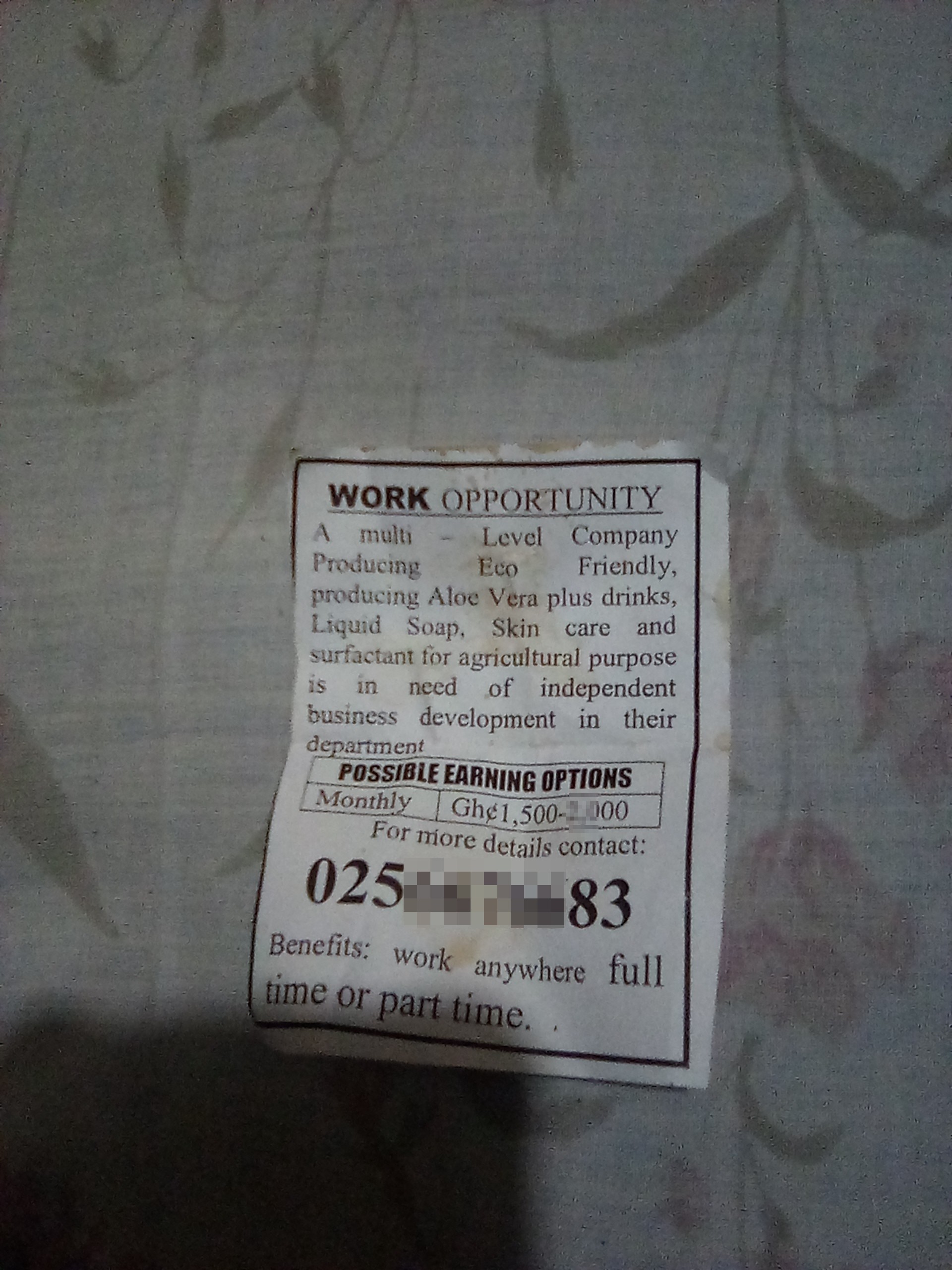 Work Opportunity ( Is it real or scam)