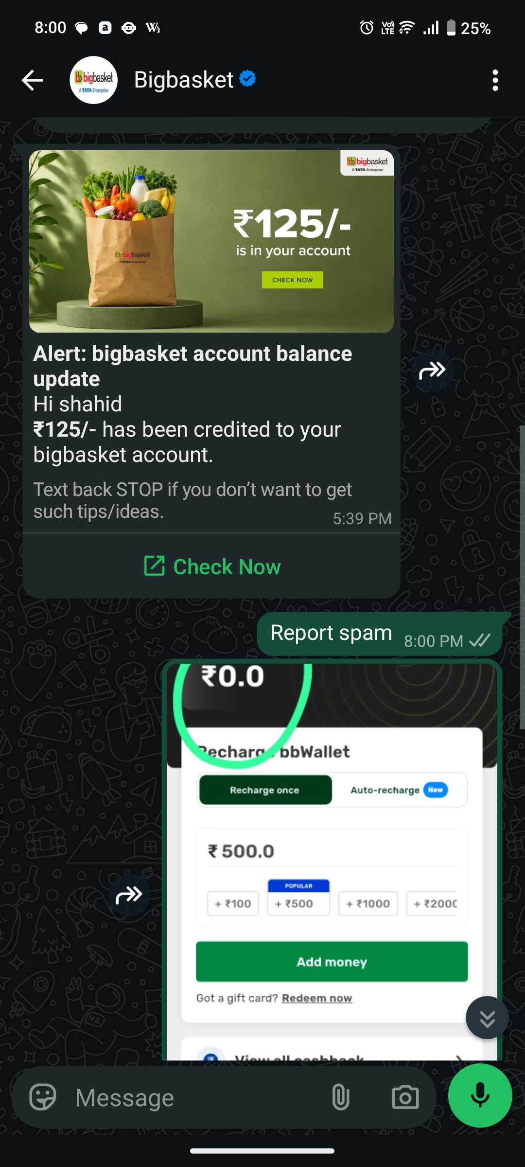 Bigbasket fake credit money received from blue tick number - image 2