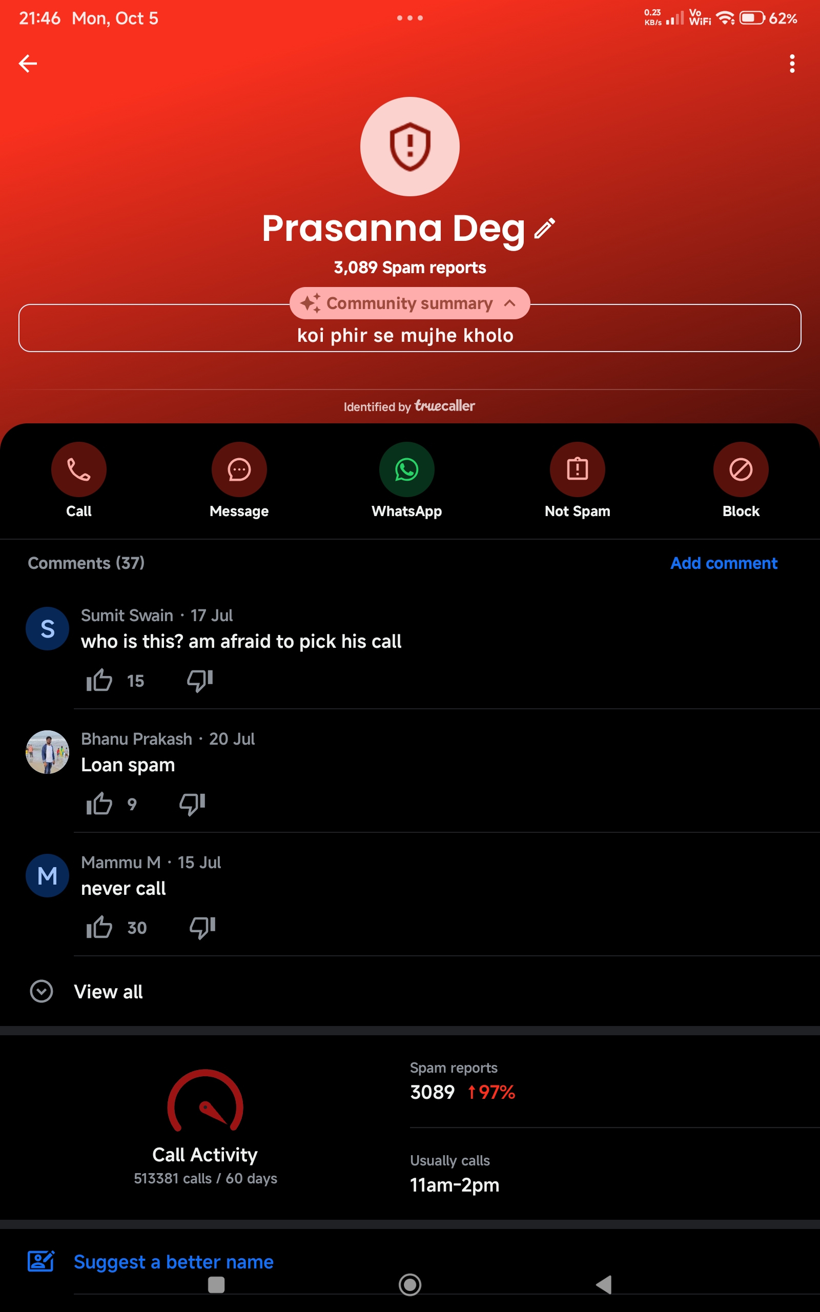 Scammer, don't lift the call