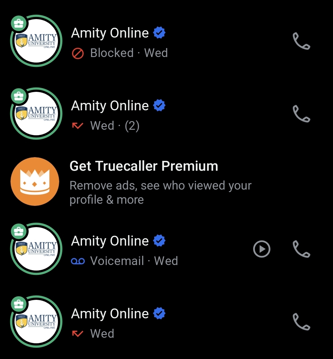Repeated Calls From Amity Oline